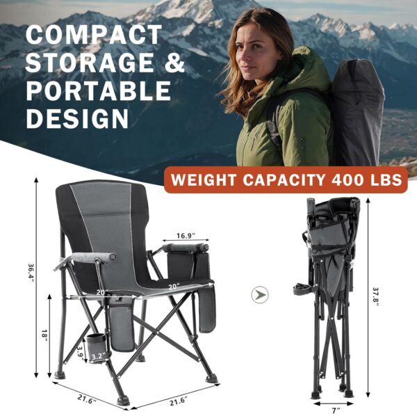 Heated Folding Camping Chair Portable for Outdoor Sports, Fu...