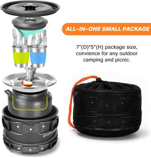 Odoland 16pcs Camping Cookware Set with Folding Camping Stov...