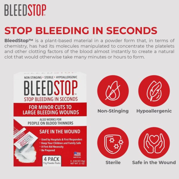 BleedStop First Aid Powder for Blood Clotting, Trauma Kit, ...