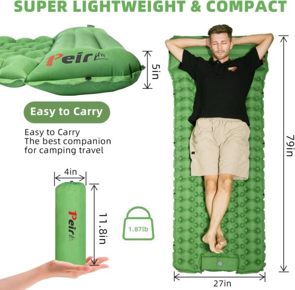 Camping Sleeping Pad, Ultralight Camping Mat with Pillow Bui...
