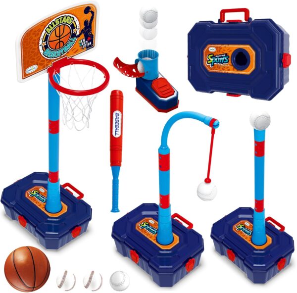 4 in 1 Basketball Hoop for Kids 1-3, 3-5, Toddler Basketball...