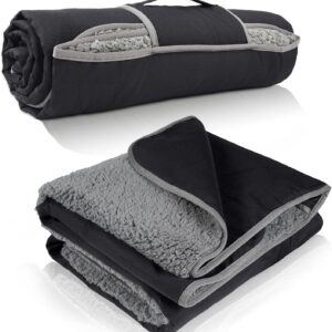 Tirrinia Waterproof Outdoor Blanket with Sherpa Lining, Wind...
