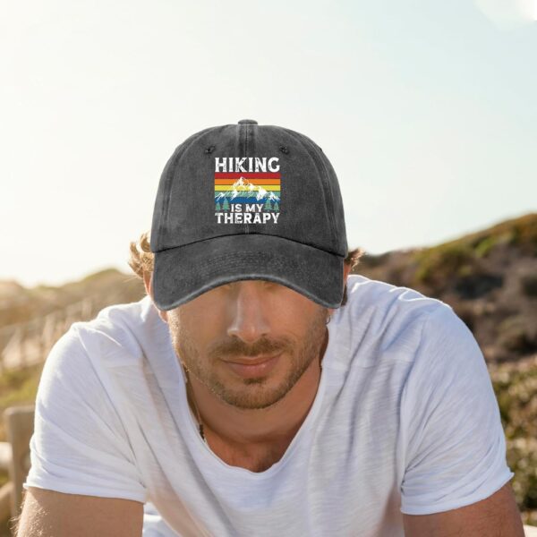 Funny Camping Hats Hiking is My Therapy Colorful Printed Bas...