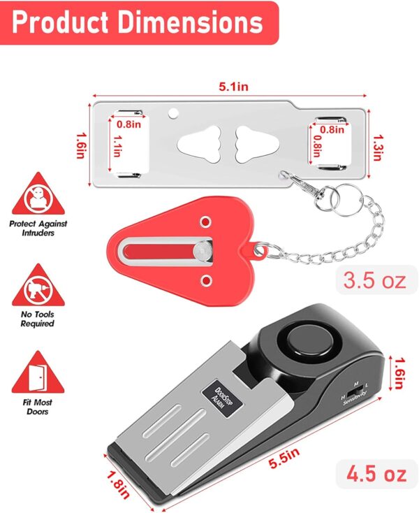 Portable Door Lock & Door Stop Alarm,Dual Protection Securit...