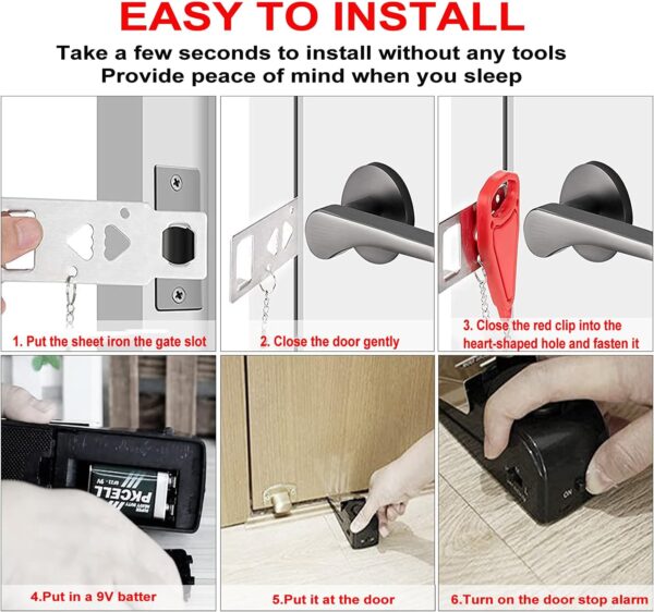 Portable Door Lock & Door Stop Alarm,Dual Protection Securit...