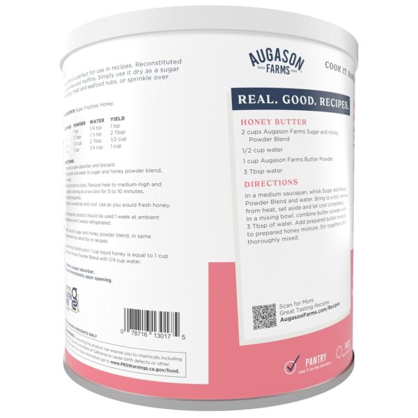 Augason Farms Sugar & Honey Powder Blend Can, Emergency Food...