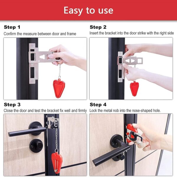 Portable Door Lock & Door Stop Alarm Set, Dual Protection Ho...