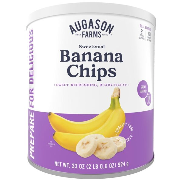 Augason Farms Sweetened Banana Chips Can, Emergency Food Sup...