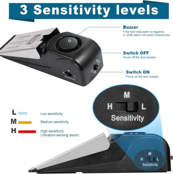 Upgraded Portable Door Lock & Door Stop Alarm, TOWODE Dual P...