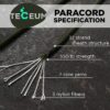 TECEUM 5/32" Paracord Rope 1000 – 1000ft / 200ft / 100ft / 5...