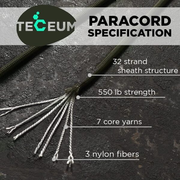 TECEUM 5/32" Paracord Rope 1000 – 1000ft / 200ft / 100ft / 5...