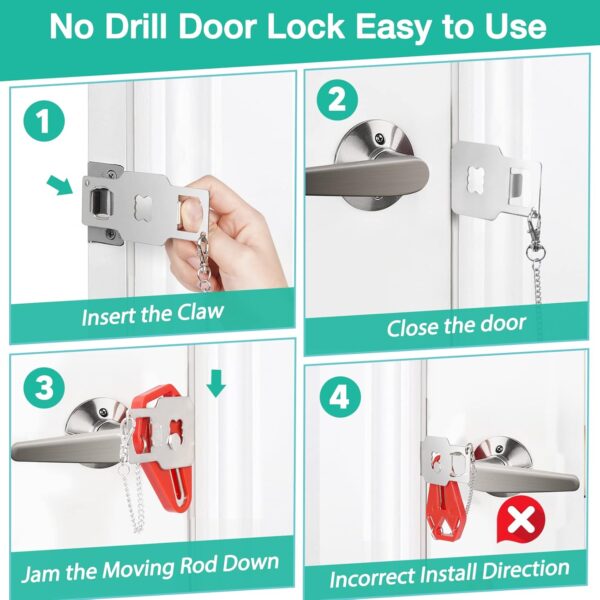 Portable Door Lock Travel Door Locks for Hotel Rooms Apartme...