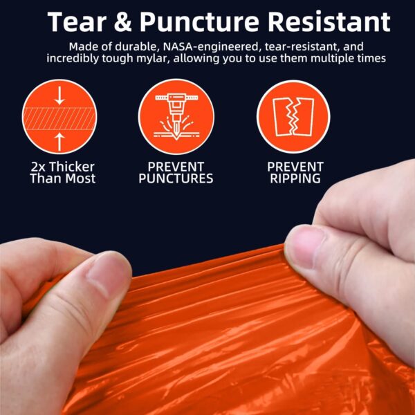 2025 Thickened Emergency Rain Poncho with Mylar Blanket Line...