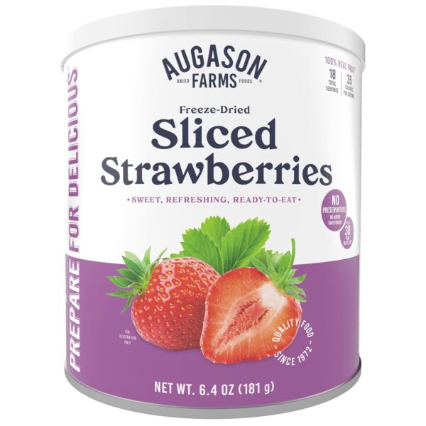 Augason Farms Freeze Dried Sliced Strawberries Can, Emergenc...