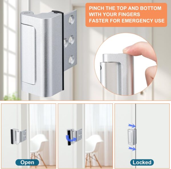 2 Pack Home Security Door Lock,Childproof Door Reinforcement...