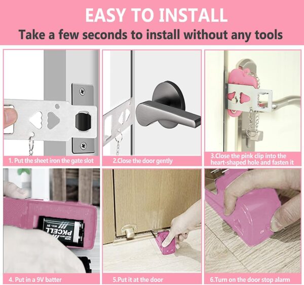 Hotel Door Lock & Door Stop Alarm,Dual Protection Security D...