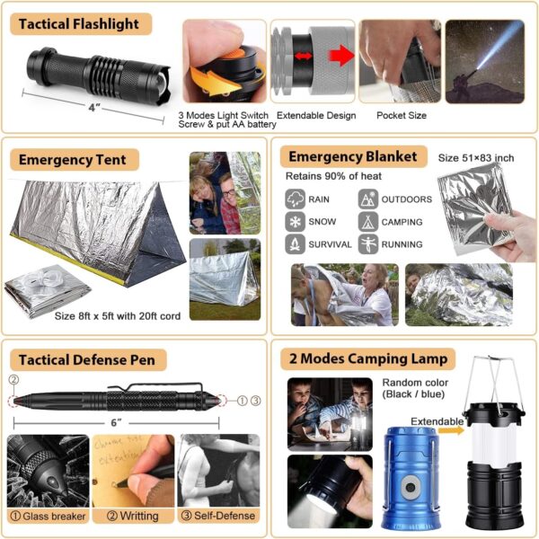 Survival Kit, 250Pcs Survival Gear First Aid Kit with Molle ...