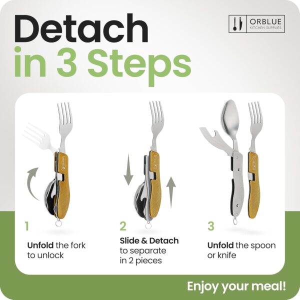 Orblue 4-in-1 Camping Utensils, 2-Pack, Portable Stainless S...