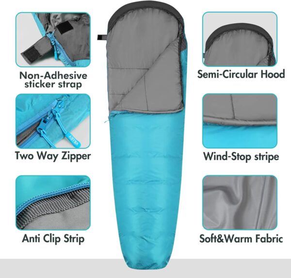 VILLEY Mummy Sleeping Bag, Lightweight Backpacking Sleeping ...