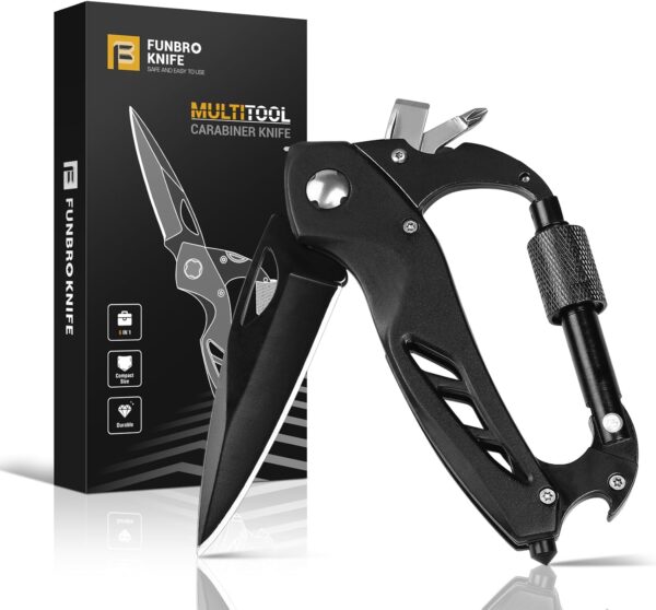 Multitool Carabiner with Pocket Knife, Stocking Stuffers Gif...