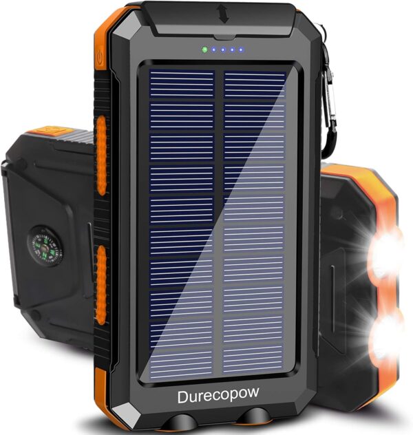 Solar Charger Power Bank, 20000mAh Portable Outdoor Waterpro...