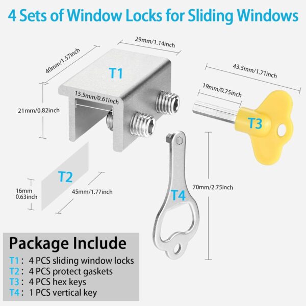 Window Locks (4 Sets), Window Locks for Up and Down Windows,...