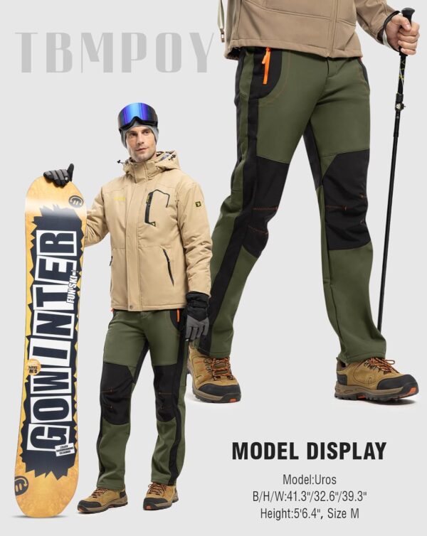 TBMPOY Men's Snow Ski Hiking Pants Waterproof Winter Fleece ...