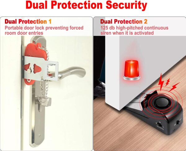 Portable Door Lock & Door Stop Alarm,Dual Protection Securit...