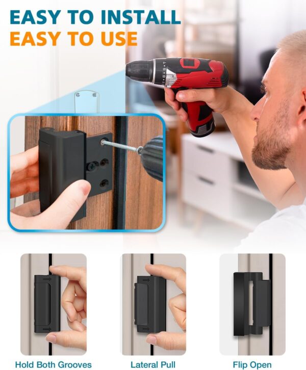 Home Security Door Reinforcement Lock - Child Proof Door Loc...