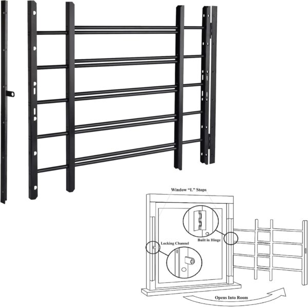 Grisham PP SPAG Window Security Bars with Quick-Release Egre...