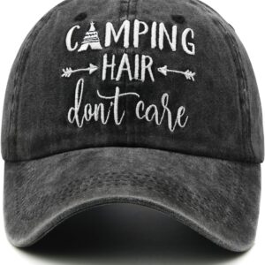 Waldeal Embroidered Camping Hair Don't Care Hat Adjustable W...