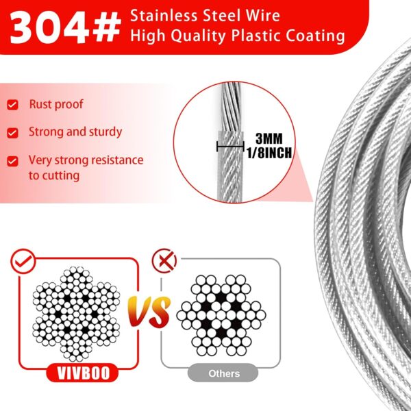1/8inch Stainless Steel Security Cable 4/6/10/15FT Luggage L...