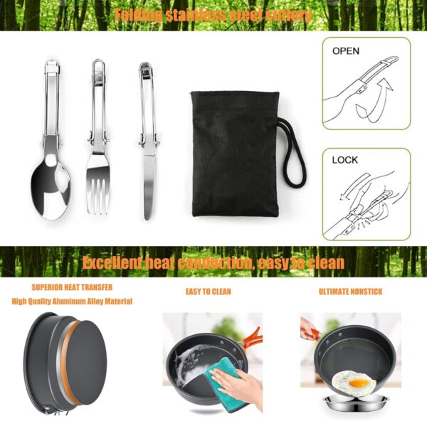 Camping Cooking Set Camping Cookware Outdoor Aluminum Mess K...