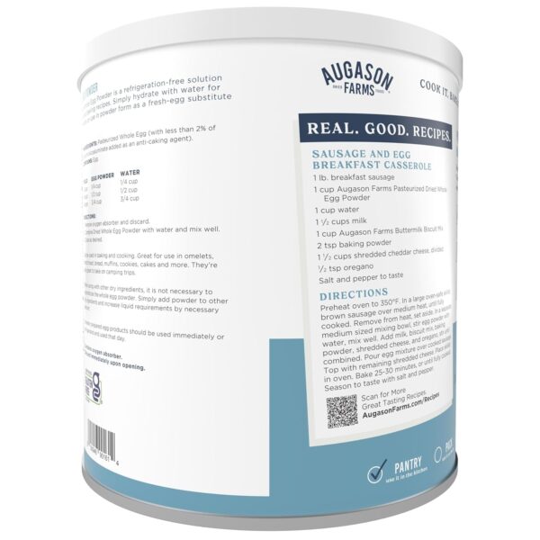 Augason Farms Pasteurized Dried Whole Egg Powder Can, Real E...
