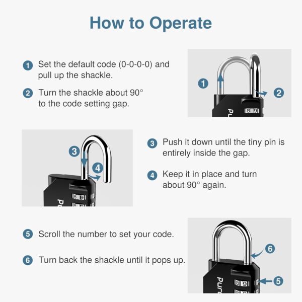 Puroma 4 Pack Combination Lock for Locker 4 Digit Outdoor Wa...