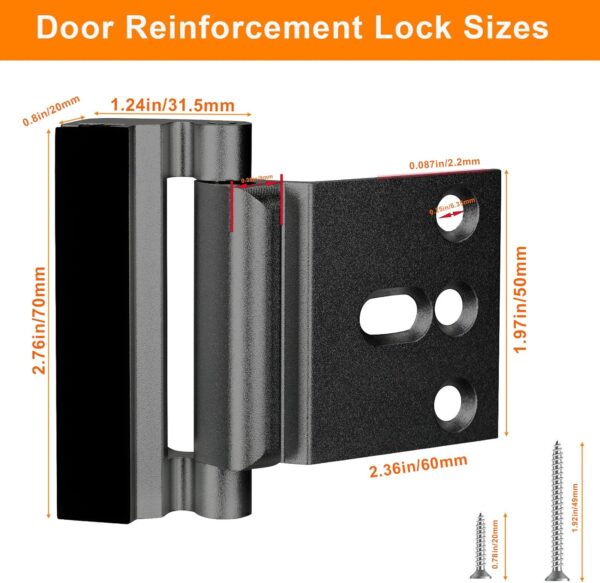 Home Security Door Reinforcement Lock, Upgraded Front Door L...