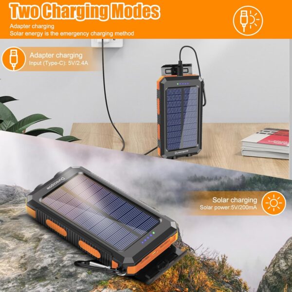 Solar Charger Power Bank, 20000mAh Portable Outdoor Waterpro...
