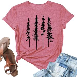 Funny Graphic Women Skinny Pine Tree Shirt Summer Hiking Cam...