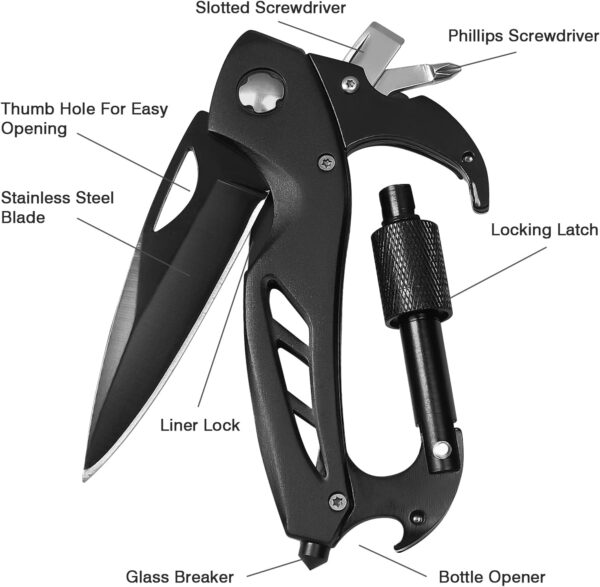 Multitool Carabiner with Pocket Knife, Stocking Stuffers Gif...