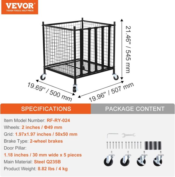 VEVOR Rolling Sports Ball Storage Cart, Lockable Basketball ...