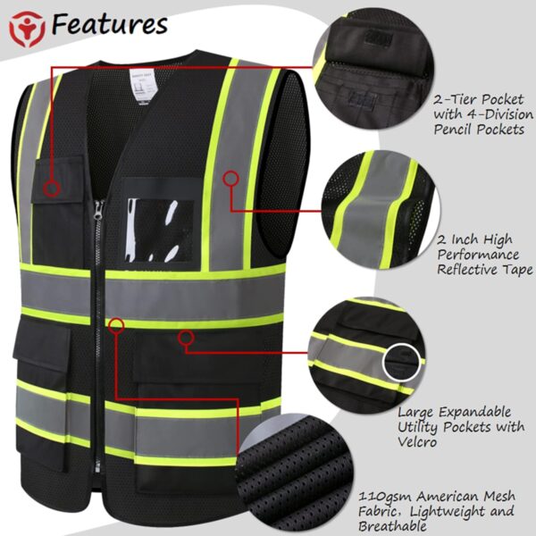 Reflective High Visibility Safety Vest for Men Women with Po...