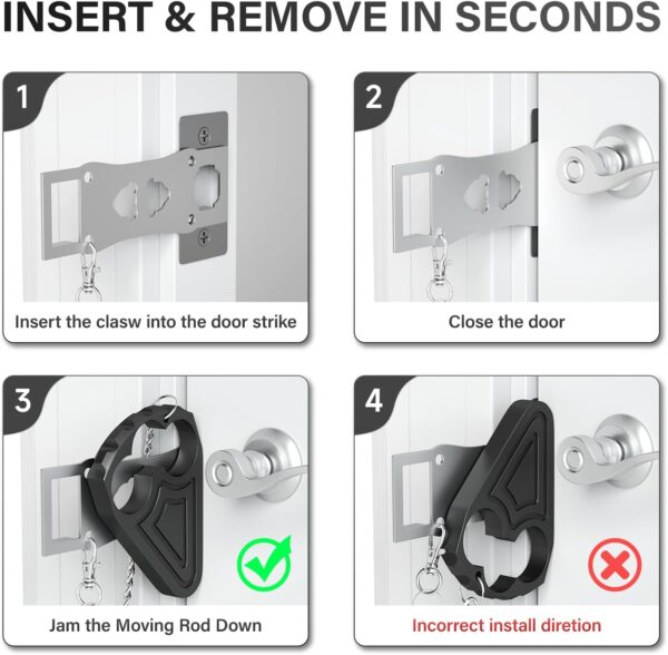Portable Door Lock for Hotel Door Safety- Metal Hotel Door L...