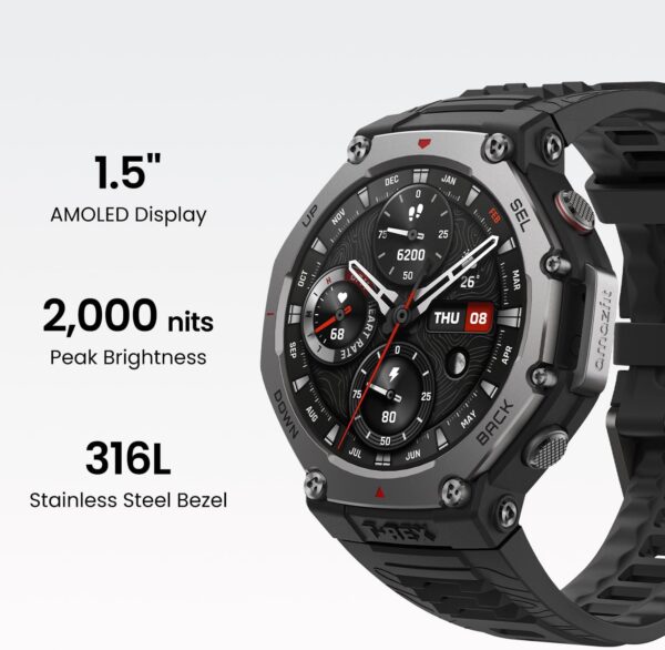 Amazfit Refurbished T-Rex 3 Rugged Military Smart Watch 48mm...