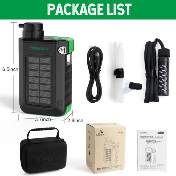Greeshow Electric Portable Water Filter Camping - Solar Powe...