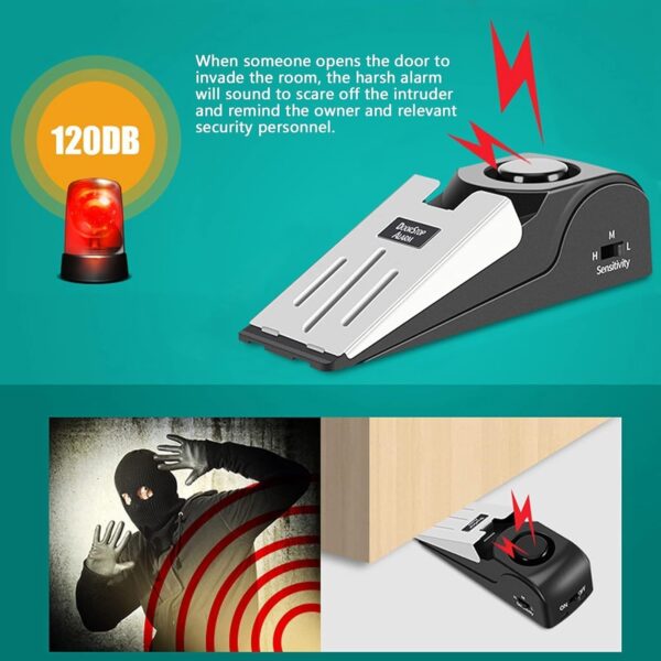Portable Door Lock & Door Stop Alarm Set, Dual Protection Ho...