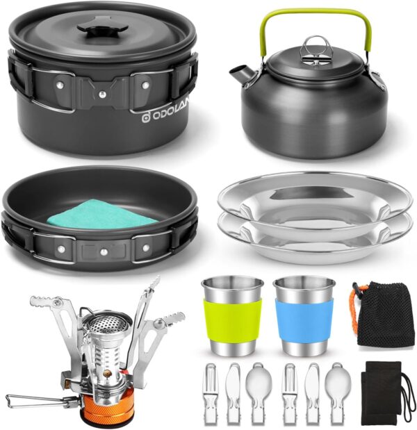 Odoland 16pcs Camping Cookware Set with Folding Camping Stov...