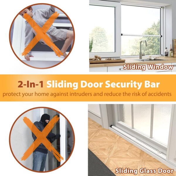 Sliding Door Security Bar 18"-51", Adjustable Sliding Door L...
