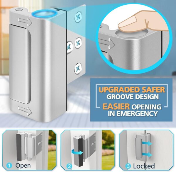 Home Security Door Lock 3 Pack Metal Door Reinforcement Lock...