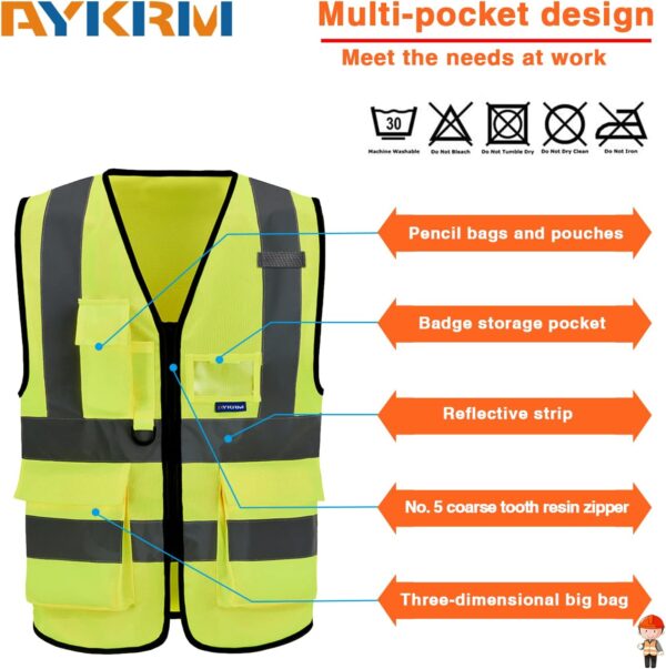 Reflective Security Safety Vests Heavy Duty with 7 Pockets a...
