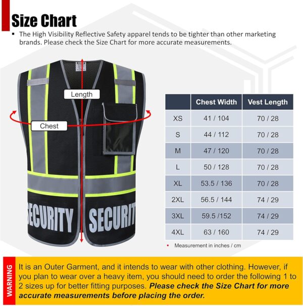Security Vest for Men Women Reflective Safety Vest with 5 Po...
